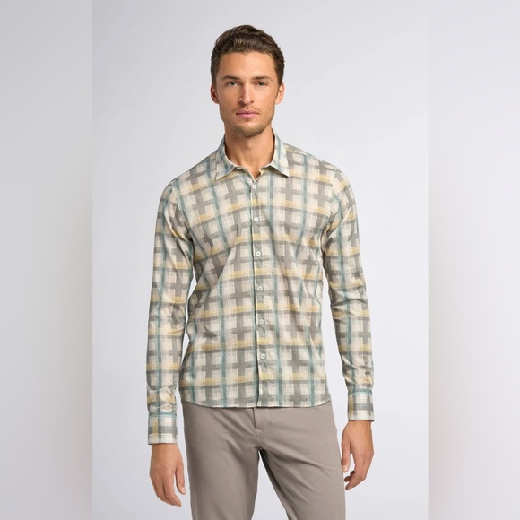 NWT GOOD MAN BRAND Big On-Point Printed Cotton Shirt Men XL Modern Twill Plaid - Picture 2 of 6